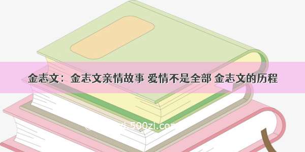 金志文：金志文亲情故事 爱情不是全部 金志文的历程