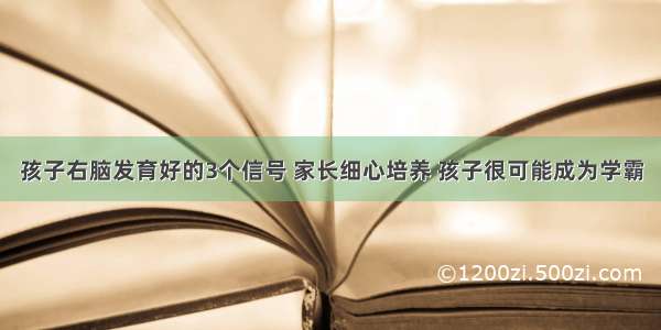 孩子右脑发育好的3个信号 家长细心培养 孩子很可能成为学霸