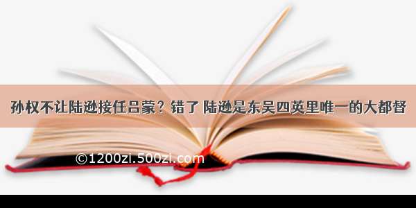 孙权不让陆逊接任吕蒙？错了 陆逊是东吴四英里唯一的大都督