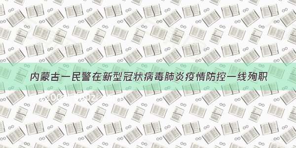 内蒙古一民警在新型冠状病毒肺炎疫情防控一线殉职