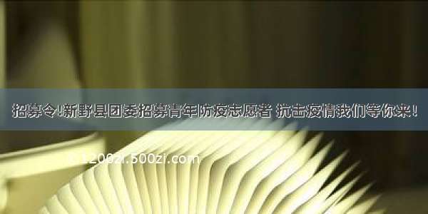 招募令!新野县团委招募青年防疫志愿者 抗击疫情我们等你来！