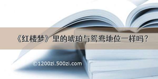 《红楼梦》里的琥珀与鸳鸯地位一样吗？