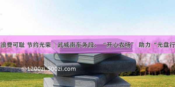 「浪费可耻 节约光荣」武威南车务段：“开心农场” 助力“光盘行动”