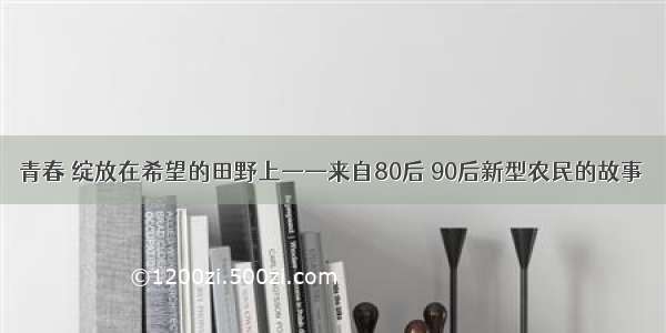 青春 绽放在希望的田野上——来自80后 90后新型农民的故事