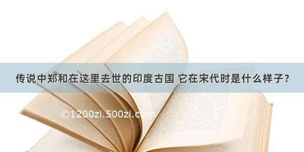 传说中郑和在这里去世的印度古国 它在宋代时是什么样子？