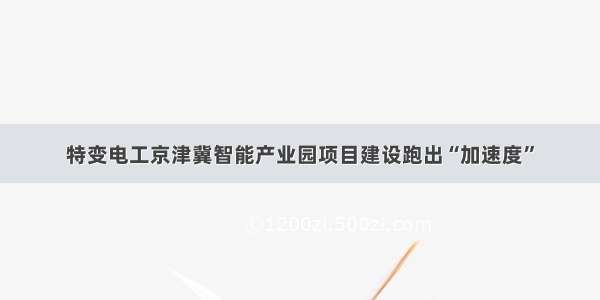 特变电工京津冀智能产业园项目建设跑出“加速度”