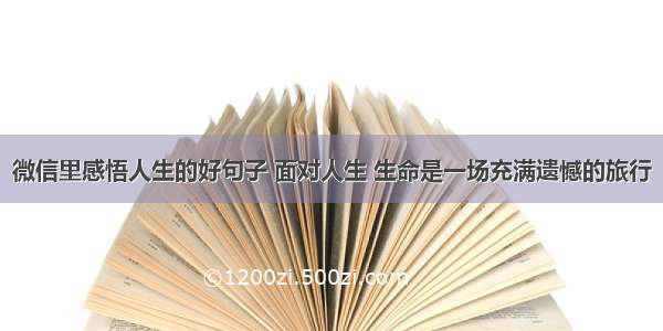 微信里感悟人生的好句子 面对人生 生命是一场充满遗憾的旅行