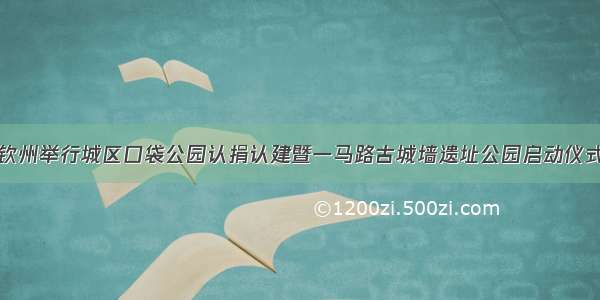 钦州举行城区口袋公园认捐认建暨一马路古城墙遗址公园启动仪式