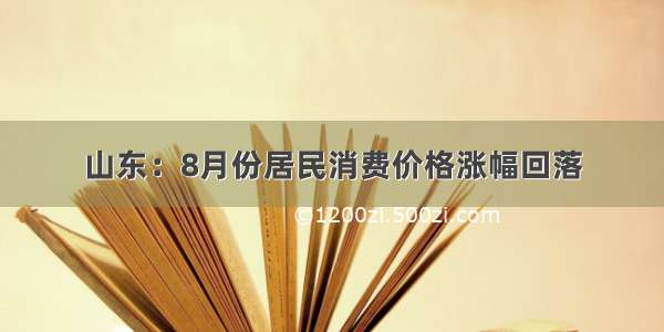 山东：8月份居民消费价格涨幅回落