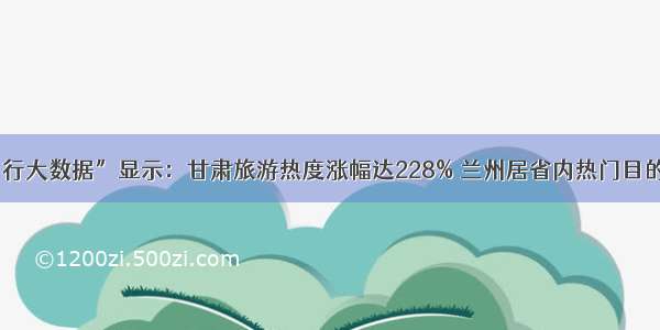 “自由行大数据”显示：甘肃旅游热度涨幅达228% 兰州居省内热门目的地首位