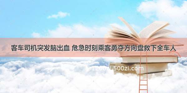 客车司机突发脑出血 危急时刻乘客勇夺方向盘救下全车人