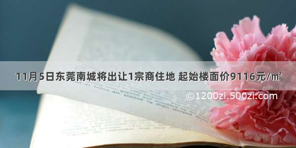 11月5日东莞南城将出让1宗商住地 起始楼面价9116元/㎡