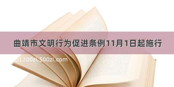 曲靖市文明行为促进条例11月1日起施行