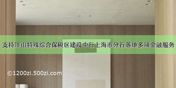 支持洋山特殊综合保税区建设中行上海市分行落地多项金融服务