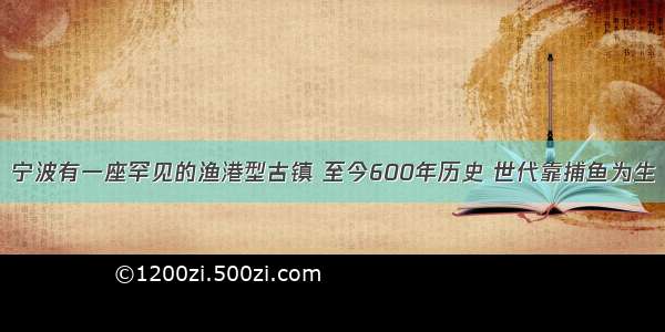 宁波有一座罕见的渔港型古镇 至今600年历史 世代靠捕鱼为生