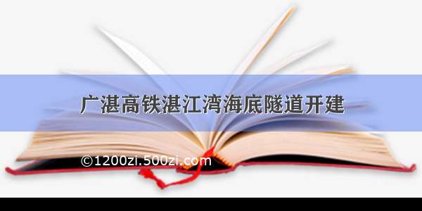 广湛高铁湛江湾海底隧道开建