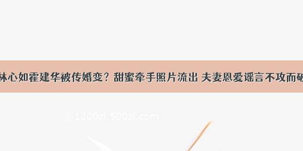 林心如霍建华被传婚变？甜蜜牵手照片流出 夫妻恩爱谣言不攻而破