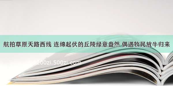 航拍草原天路西线 连绵起伏的丘陵绿意盎然 偶遇牧民放牛归来