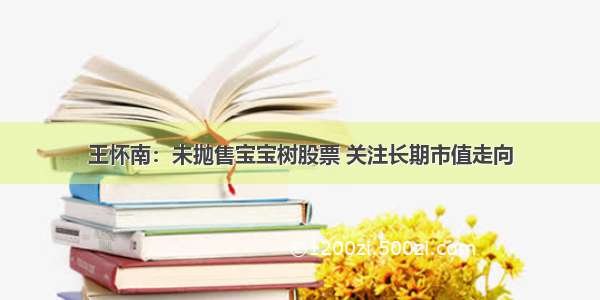 王怀南：未抛售宝宝树股票 关注长期市值走向