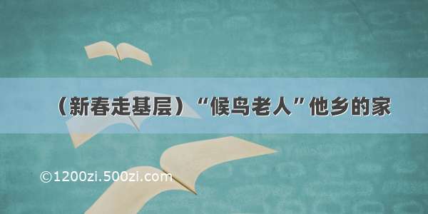 （新春走基层）“候鸟老人”他乡的家