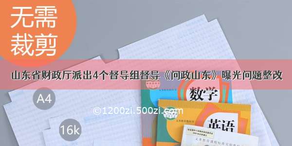 山东省财政厅派出4个督导组督导《问政山东》曝光问题整改