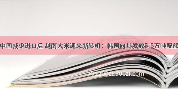 中国减少进口后 越南大米迎来新转机：韩国向其发放5.5万吨配额