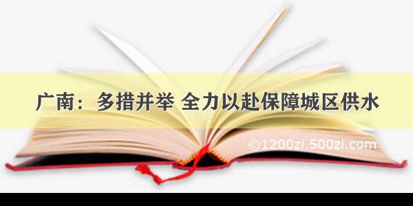 广南：多措并举 全力以赴保障城区供水