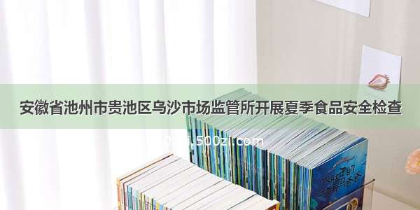 安徽省池州市贵池区乌沙市场监管所开展夏季食品安全检查