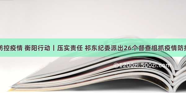 防控疫情 衡阳行动丨压实责任 祁东纪委派出26个督查组抓疫情防控