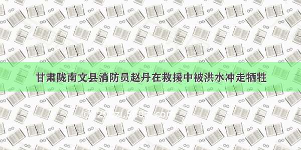 甘肃陇南文县消防员赵丹在救援中被洪水冲走牺牲