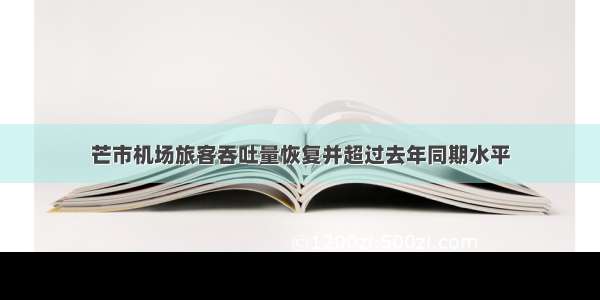 芒市机场旅客吞吐量恢复并超过去年同期水平