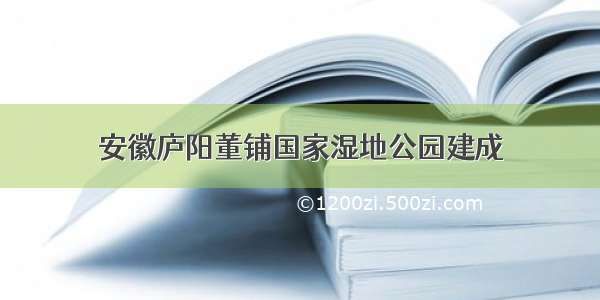 安徽庐阳董铺国家湿地公园建成