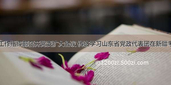 山东省援疆工作指挥部召开党委扩大会议 传达学习山东省党政代表团在新疆考察时讲话精