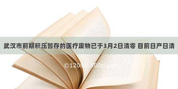 武汉市前期积压暂存的医疗废物已于3月2日清零 目前日产日清