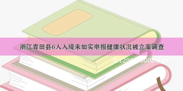 浙江青田县6人入境未如实申报健康状况被立案调查