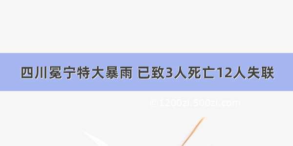 四川冕宁特大暴雨 已致3人死亡12人失联