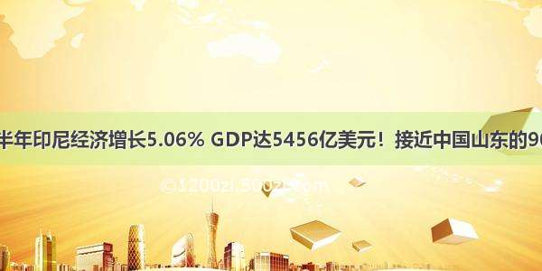 上半年印尼经济增长5.06% GDP达5456亿美元！接近中国山东的90%