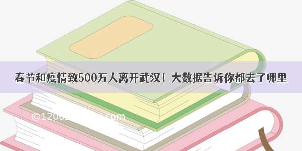 春节和疫情致500万人离开武汉！大数据告诉你都去了哪里