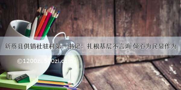 新蔡县供销社驻村第一书记：扎根基层不言诲 倾心为民显作为