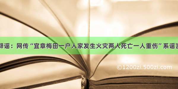 辟谣：网传“宜章梅田一户人家发生火灾两人死亡一人重伤”系谣言