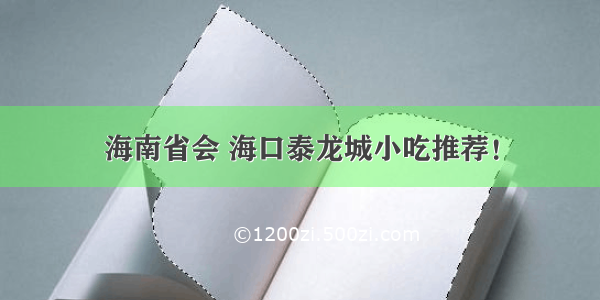 海南省会 海口泰龙城小吃推荐！