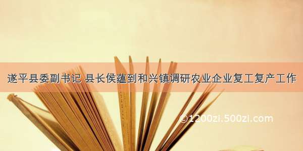 遂平县委副书记 县长侯蕴到和兴镇调研农业企业复工复产工作