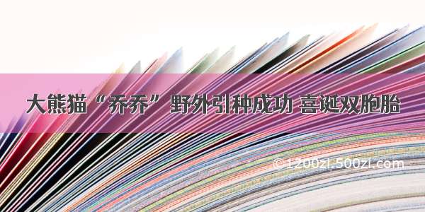 大熊猫“乔乔”野外引种成功 喜诞双胞胎