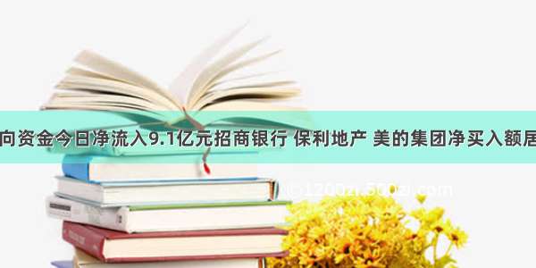 北向资金今日净流入9.1亿元招商银行 保利地产 美的集团净买入额居前