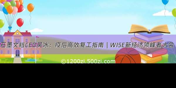 石墨文档CEO吴冰：疫后高效复工指南｜WISE新经济领峰者大会