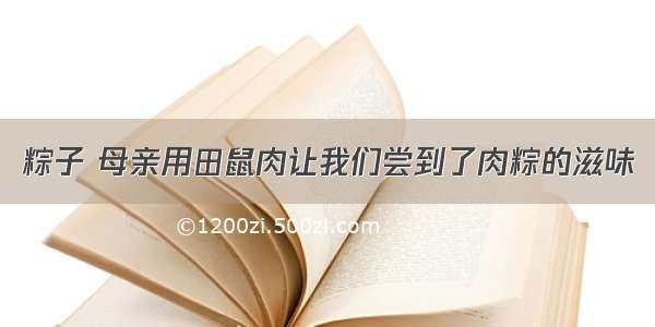 粽子 母亲用田鼠肉让我们尝到了肉粽的滋味