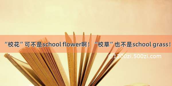 “校花”可不是school flower啊！“校草”也不是school grass！