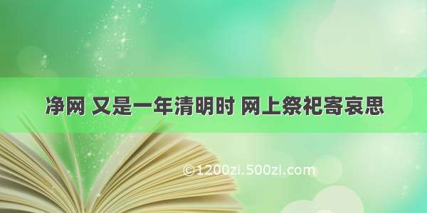 净网 又是一年清明时 网上祭祀寄哀思