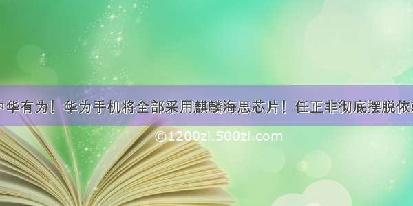 中华有为！华为手机将全部采用麒麟海思芯片！任正非彻底摆脱依赖