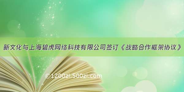 新文化与上海碧虎网络科技有限公司签订《战略合作框架协议》